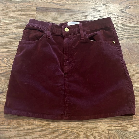 Frame Denim Dresses & Skirts - Frame Denim Burgundy Corduroy Mini Skirt